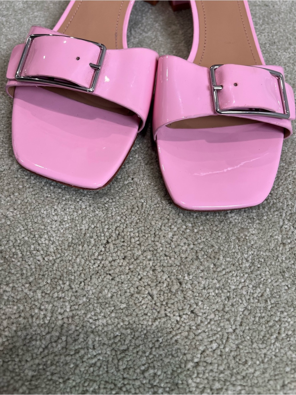 Reformation Adria Block Heel - Pink Buckle Slide Mule Heels - Picture 8 of 9